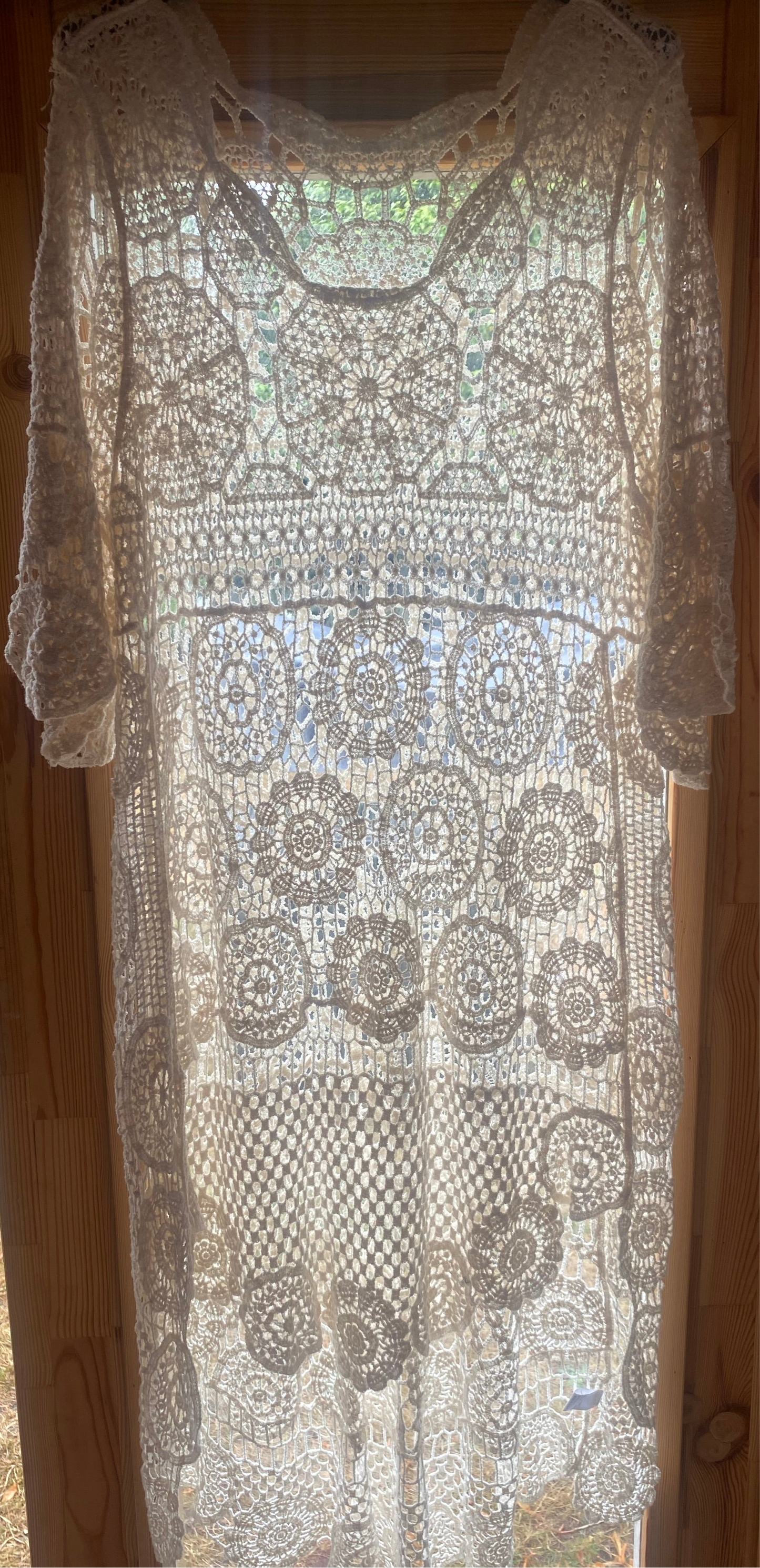 Cream crochet cover up dress