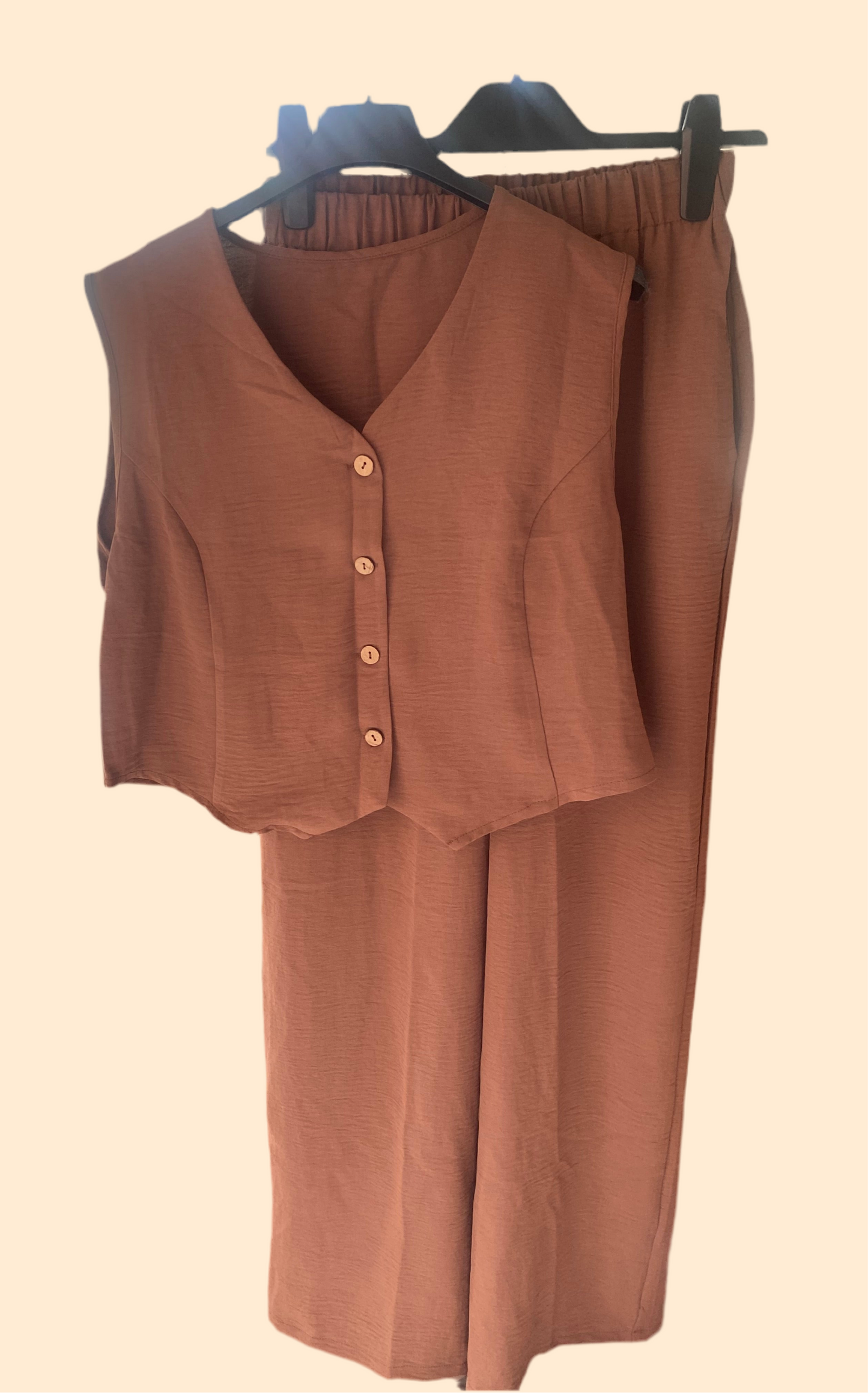 Chocolate waistcoat and trouser set