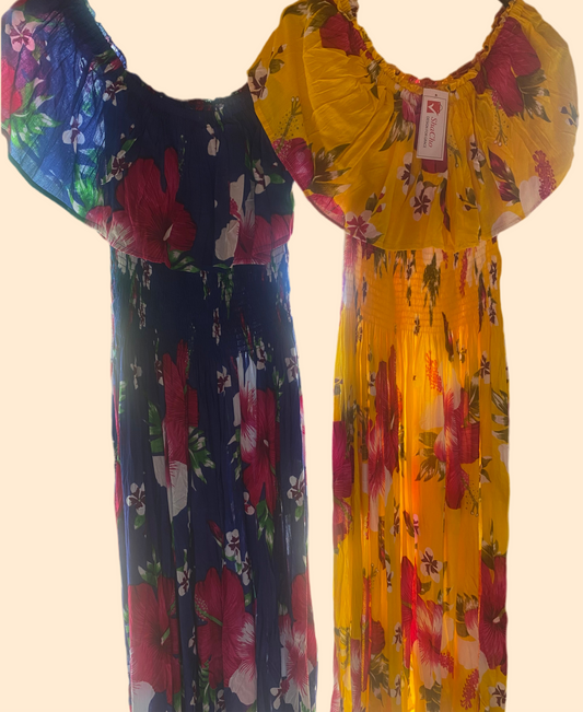 Off/on shoulder rose dress