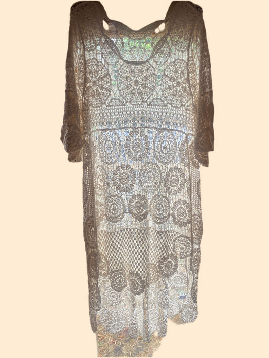 Cream crochet cover up dress